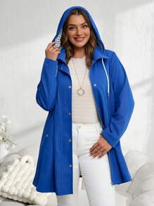 EMERY ROSE 大码女式纯色前拉链长袖休闲风衣