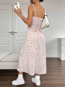 SHEIN EZwear Pink Ditsy Floral Woven Cami Dress For Women,Summer Dresses For Women,Pastel Dresses For Women - Pink - View 2