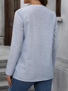 EMERY ROSE Going Out Tops Women Women's Shirt Long Sleeve Women Blouses Long Sleeve Women Tops Homecoming Fall Clothes Fall Women Shirts Fall Women Clothes White Button Up Costume Winter Women Outfits Winter Women Clothes Women Costumes Long Sleeve Shirt - Multicolor - View 6