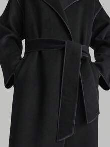 Ontre Abrigo negro de mujer nuevo para 2025, elegante estilo de dama de oficina