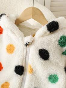 Young Girl Fashionable Elegant Jacquard Colorful Polka Dot Fluffy Coat, Suitable For Birthday Gift, New Year Gift, Christmas, Party, Outings, Vacation, Daily Wear, Fits Summer, Autumn, Spring, Fashion , Cute, Sweet Girl