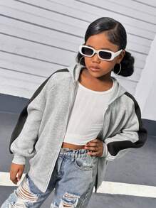 SHEIN Tween Girls Casual Knit Long Sleeve Pullover Fleece Sweatshirt,In Fall/Winter - Red - View 2