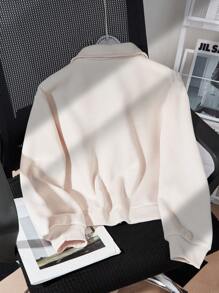 Tween Girl Casual Athletic Ribbed Zipper V-Neck Pullover Sweatshirt For Autumn/Winter