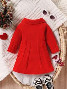 SHEIN Váy len dệt kim thời trang & đáng yêu cho bé gái, dành cho Giáng sinh - Nhiều màu - Xem 2