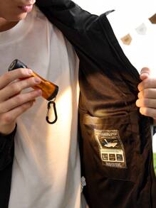 In My Nature Men's Front Zip Up Letter Print Casual Outdoor Hooded Jacket - Black - View 10