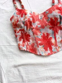 Soleia Áo ba lỗ cổ thấp in họa tiết hoa chuyển màu nước WYWH dành cho nữ đi nghỉ mát - Nhiều màu - Xem 6