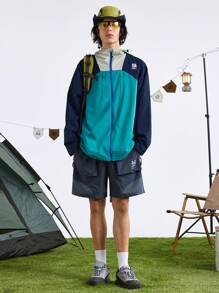 In My Nature 男士休闲字母印花撞色连帽户外夹克，春秋