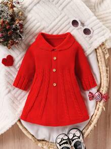 SHEIN Váy len dệt kim thời trang & đáng yêu cho bé gái, dành cho Giáng sinh - Nhiều màu - Xem 1