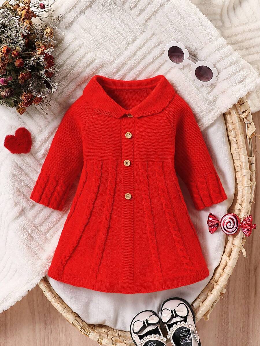 SHEIN Váy len dệt kim thời trang & đáng yêu cho bé gái, dành cho Giáng sinh - Nhiều màu - Xem 1