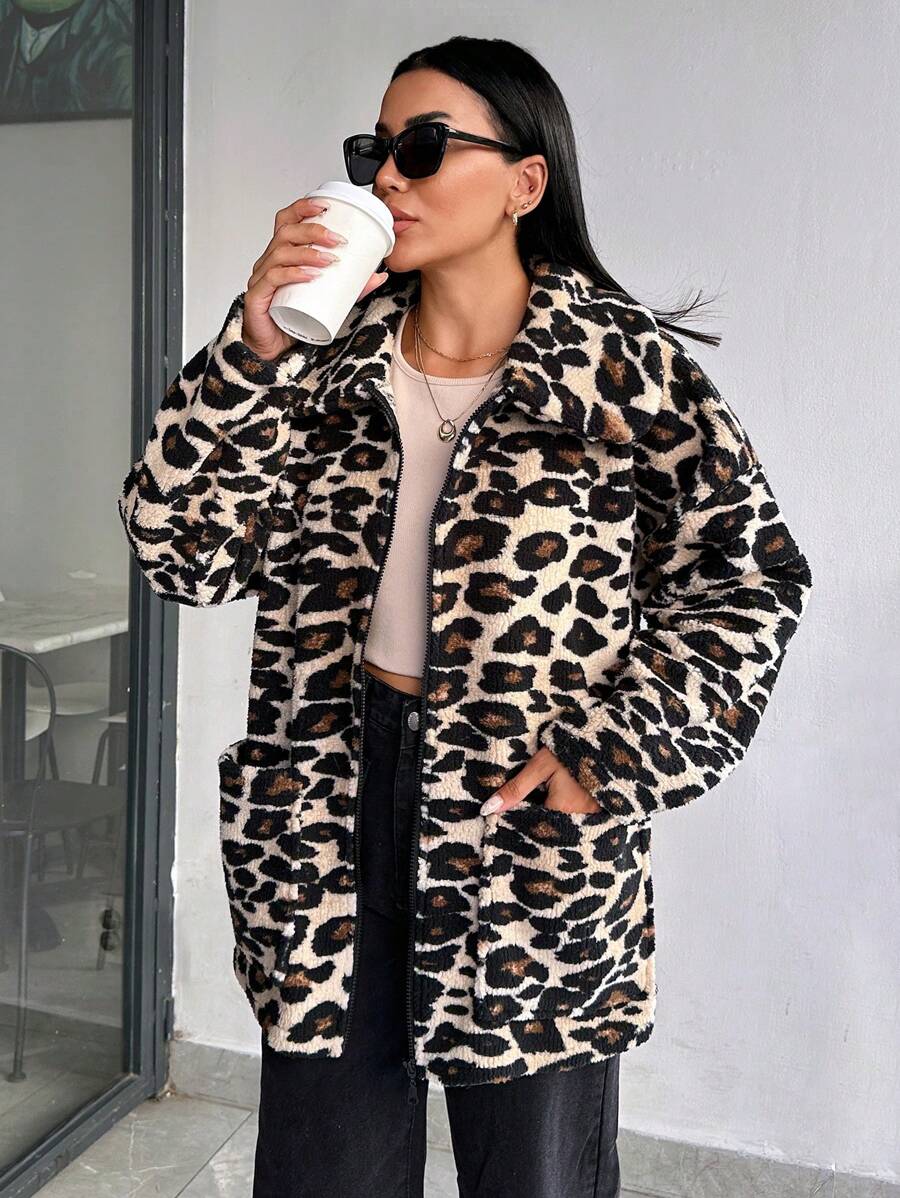 EURMUSE Leopard Whisper Teddy Coat For Winter - Multicolor - View 1