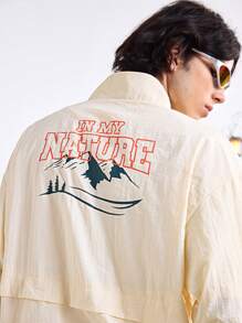 In My Nature Áo khoác ngoài trời cổ đứng in họa tiết thường ngày cho nam, Áo gió - Màu Xám nhạt - Xem 8