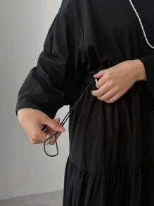 FRIFUL Women's Pleated Oversized Dress - Black - View 5