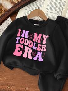 SHEIN Leap Crew Áo len dệt kim mềm mại cho bé gái ModeFlare Wear, trang phục thường ngày phù hợp cho mùa thu và đông - màu đen - Xem 3