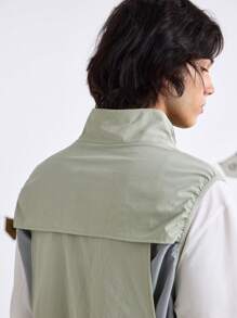 In My Nature Men Letter Printed Zip Front Stand Collar Casual Outdoor Vest Jacket - Green - View 5