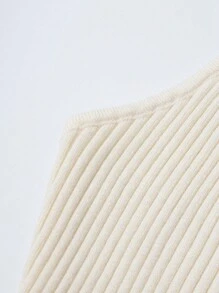 SHEIN EZwear 大码露背镂空修身针织上衣 - 白色 - 查看 4