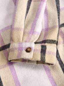 Manfinity Homme Men's Plaid Print Button Front Pocket Long Sleeve Shacket,Long Sleeve Men Shirt,Plaid Shirt - Multicolor - View 4