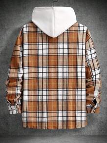 Manfinity Homme Camisa de leñador de manga larga con botones y bolsillos, con estampado a cuadros para hombres - Multicolor - Ver 2