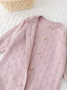 Cozy Pixies Baby Girl Floral Pattern Round Neck Ruffle Long Sleeve Jumpsuit,In Fall/Winter - Dusty Pink - View 8