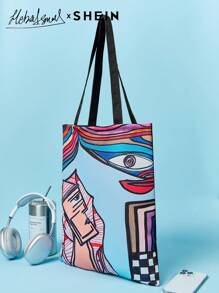 SHEIN SHEIN X Arab Artists Printed Fashionable Tote Bag