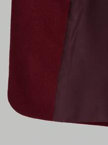 Ontre Spring 2025 New Angora Women Long Sleeve Loose Fit Black Button Decor Red Color Block Outerwear Jacket