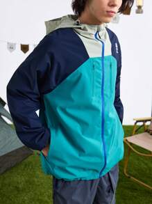 In My Nature 男士休闲字母印花撞色连帽户外夹克，春秋