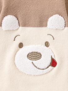 Baby Boys' Sweater Bodysuit, Light Brown Embroidered Teddy Bear Design, Warm & Comfortable For Newborns, Suitable For Daily Wear, Outings, Travel, Home, Daycare And School - Coffee Brown - View 6