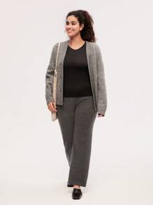 LUVLETTE Plus 女士保暖内衣超柔软底层寒冷天气温暖冬季睡衣套装 V 领上衣和长裤 - 黑色 Warmlette - 黑色 - 查看 7