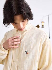 In My Nature Áo khoác ngoài trời cổ đứng in họa tiết thường ngày cho nam, Áo gió - Màu Xám nhạt - Xem 9