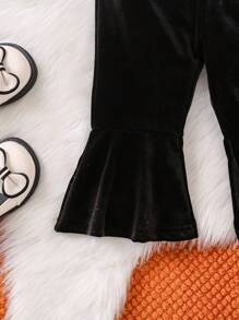 SHEIN 女婴3D立体花卉网纱连体衣，优雅可爱设计，休闲日常穿着，秋冬季 - 彩色 - 查看 5