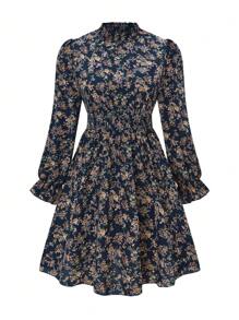 SHEIN LUNE Plus Size Casual Ditsy Floral Dress - Multicolor - View 3