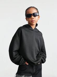 SHEIN Quần áo cho bé gái tuổi teen giữ ấm bằng vải lông cừu, bóng đá, bóng chuyền, lễ tạ ơn, lễ Halloween, giáng sinh, ngày đầu tiên đi học, áo khoác bomber dày ấm áp cho mùa thu/đông - màu đen - Xem 6