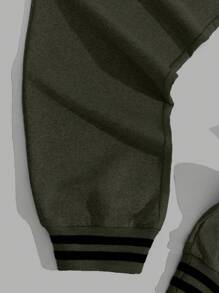 RueChic Cotton Men's Striped Drawstring Waist Pockets Relaxed Fit Sweatpants - Army Green - View 5