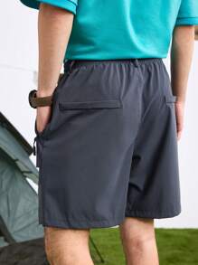 In My Nature Men's Contrast Color Patchwork Outdoor Shorts - Dark Grey - View 2