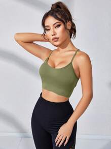 Easithlete 後背十字交叉運動型胸罩 - 橄欖綠 - 查看 6