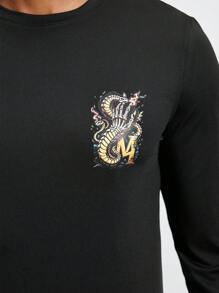 Manfinity KASUA Camiseta de manga larga con estampado de surf para hombre