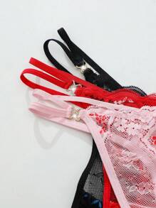 3pcs/Set Fashion Lace Thong Underwear - Multicolor - View 2