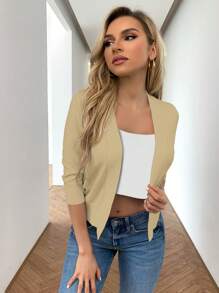 Pariaura 女士 V 领短袖纯色开衫，秋冬