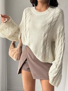 Chiquease Dames lente en herfst casual effen kleur klokmouwen trui