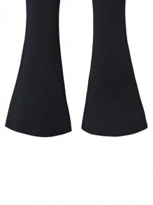 Tween Girls Casual Basic Long Sleeve Top & High Waist Flare Leg Pants Set, Fall/Winter - Multicolor - View 5