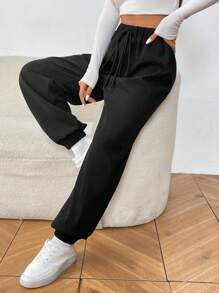 Chiquease Pantalones casuales cálidos con puños elásticos y forro térmico para mujer