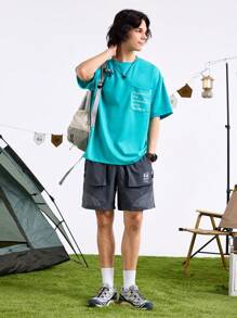 In My Nature Men's Contrast Color Patchwork Outdoor Shorts - Dark Grey - View 8