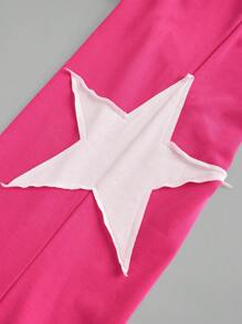 SHEIN Ensemble Top à col ras du cou en maille à manches courtes et pantalon droit pour fille préadolescente, décontracté