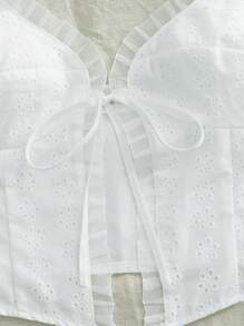 SHEIN VCAY Áo ba lỗ dệt trơn màu giản dị dành cho nữ - trắng - Xem 3