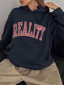 DAZY 女式字母印花超大连帽衫，秋装