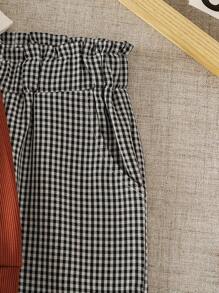 3pcs Young Girl Autumn Career Day Back-To-School Fashion Vintage Korean Style Knit Argyle Vest,Solid Color Rib Sweater&Black White Plaid Pants Suit - Multicolor - View 8