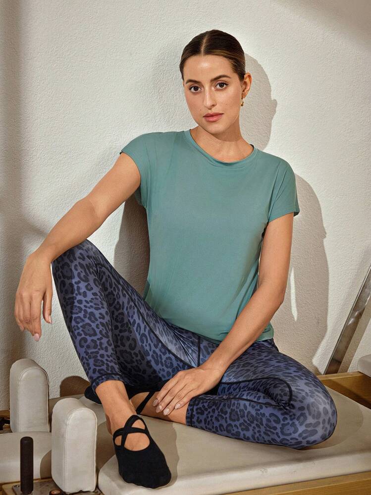 Activina 網紗拼接圓領運動T恤 - 水鴨藍 - 查看 3