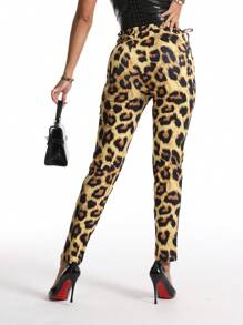 Chiquease Women's Casual Leopard Print Drawstring Waist Leggings Fall Cloth For Women - Multicolor - View 2