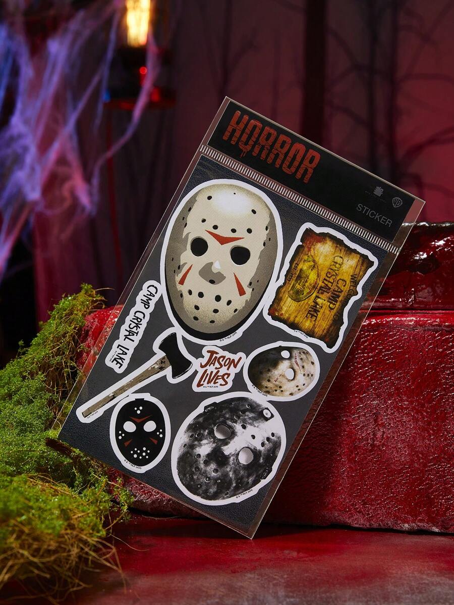 WB Horror X SHEIN 1pc Horror Mask And Letter Sticker Set
