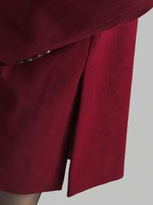 Ontre Spring 2025 New Angora Women Long Sleeve Loose Fit Black Button Decor Red Color Block Outerwear Jacket