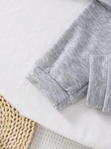 2 件年轻女孩休闲灰色半拉链运动衫和运动裤套装，适合春秋冬季的百搭舒适服装 - 彩色 - 查看 5